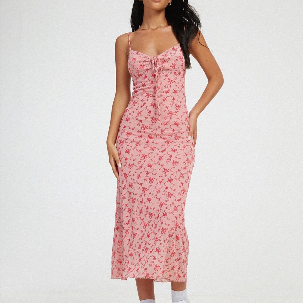 Motel Rocks Pink Floral Midi Dress